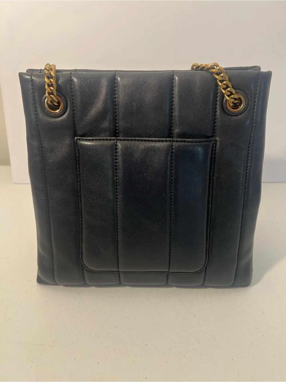 Tory Burch Black Quilted Leather Chain Shoulder Tote